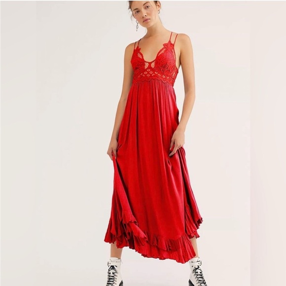 Free People Dresses & Skirts - Free People FP One Adella Red Maxi Dress Size XS
